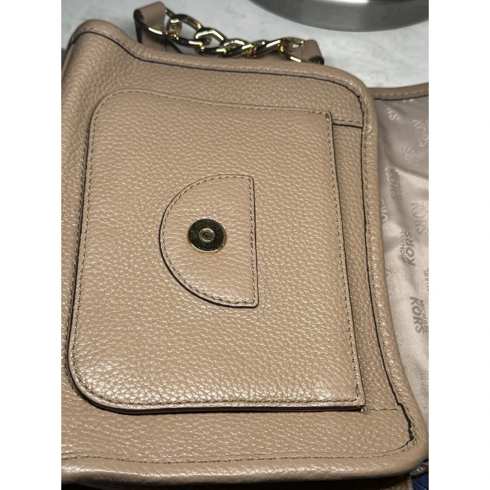 Michael Kors Crossbody Shoulder Bag Taupe Pebbled Leather Lk Nw